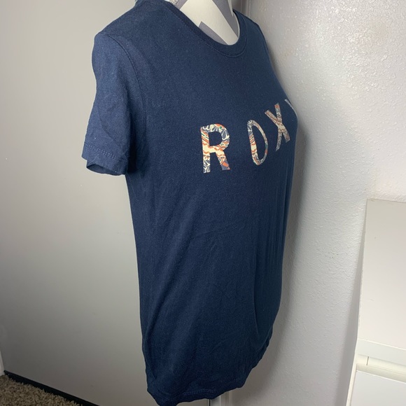 Roxy Logo Navy Short Sleeved Tee Shirt - Picture 6 of 7